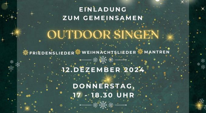 Ein weihnachtlich gestalteter Flyer, eine Einladung zu den gemeinsamen Liedern singen.