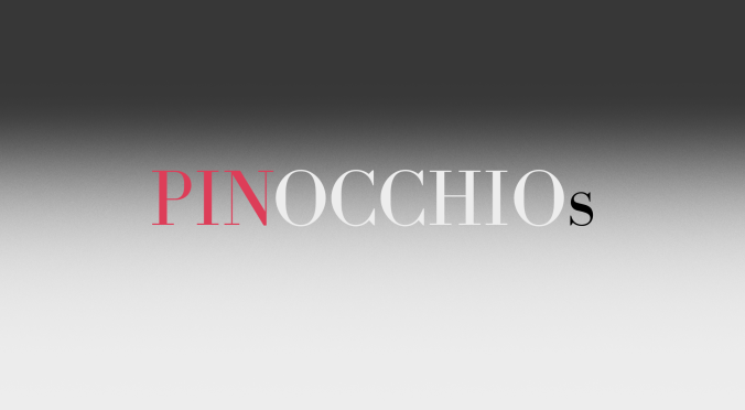 Schriftzug „PINOCCHIO“ auf grauem Farbverlauf-Hintergrund. Die Buchstaben „PIN“ und „IO“ sind pink, „OCCH“ ist schwarz. Elegant und schlicht gestaltet.
