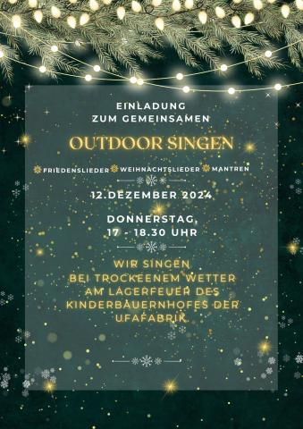 Ein weihnachtlich gestalteter Flyer, eine Einladung zu den gemeinsamen Liedern singen.