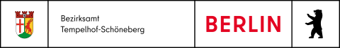 Logo des Bezirksamts Berlin mit Wappen und rotem Schriftzug „BERLIN“, darunter der Text: „Bezirksamt Berlin-Treptow-Köpenick, Amt für Weiterbildung und Kultur“.